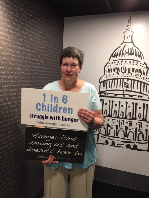 Temple Sisterhood supports the Jewish hunger organization Mazon, to help local food banks. Pictured is Sisterhood leader Sharon Berman.