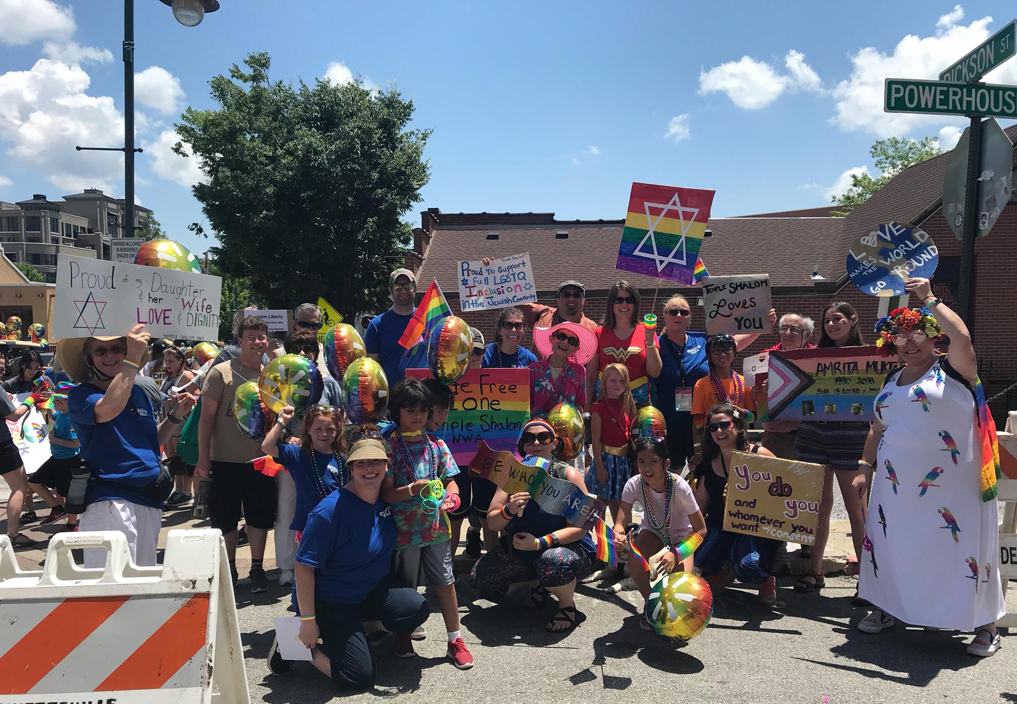 Temple Shalom is well-represented in Fayetteville's 2018 Pride Parade.