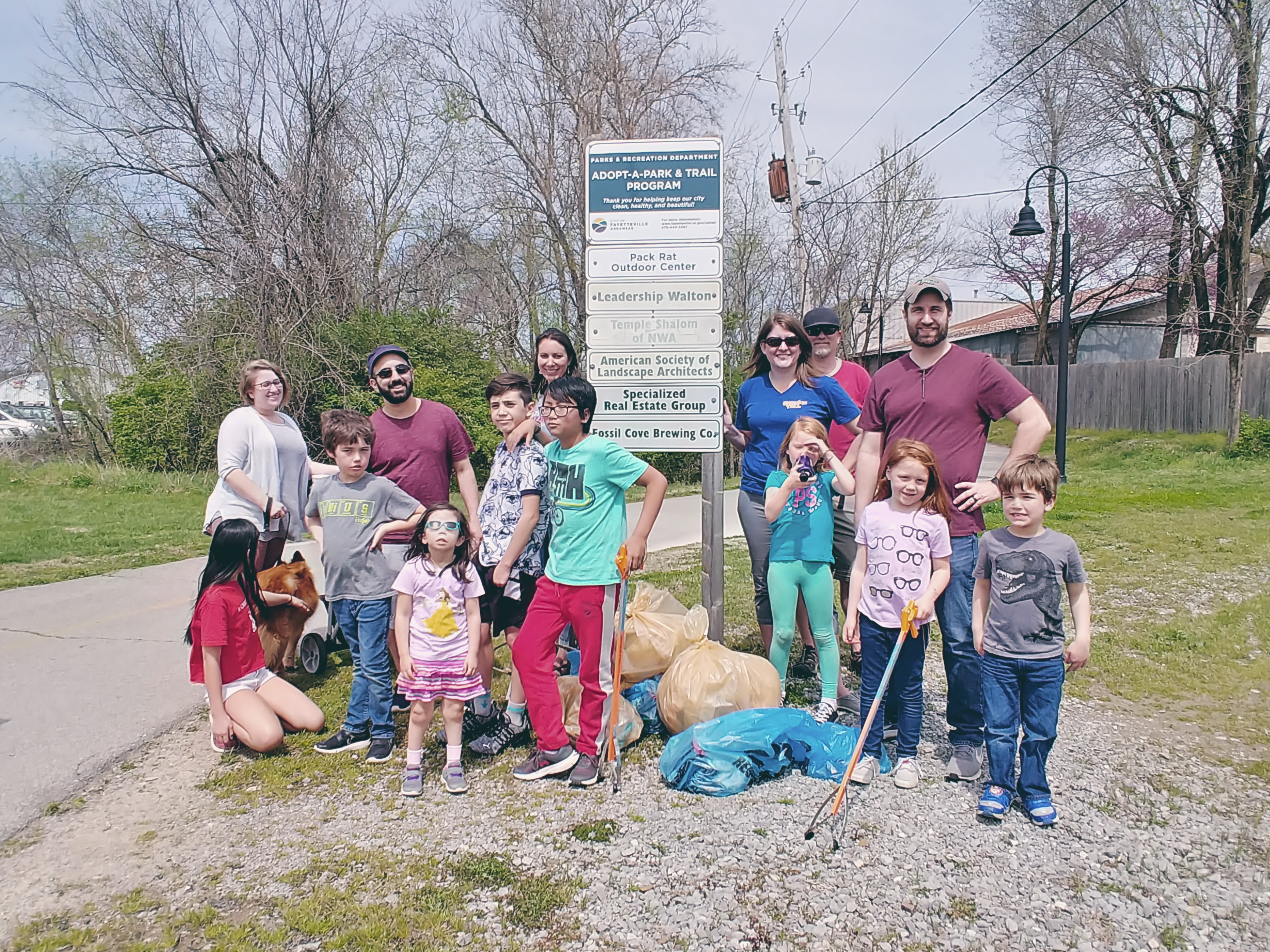 The Religious School helps to clean Temple Shalom’s portion of Fayetteville's Adopt-a-Trail program in 2019, kiddingly called the "Kosher Mile."