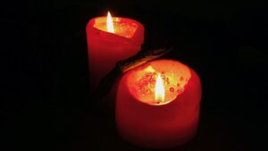 Two lit candles